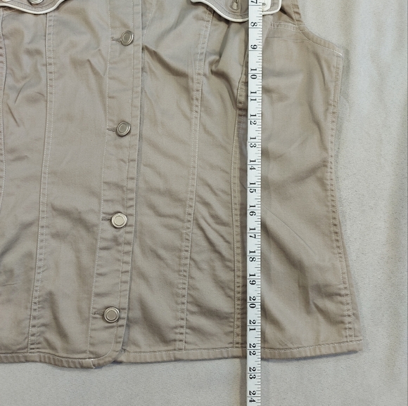 Orly Retro Boho Beige Denim Style Button Down Vest, 10 - Picture 10 of 10